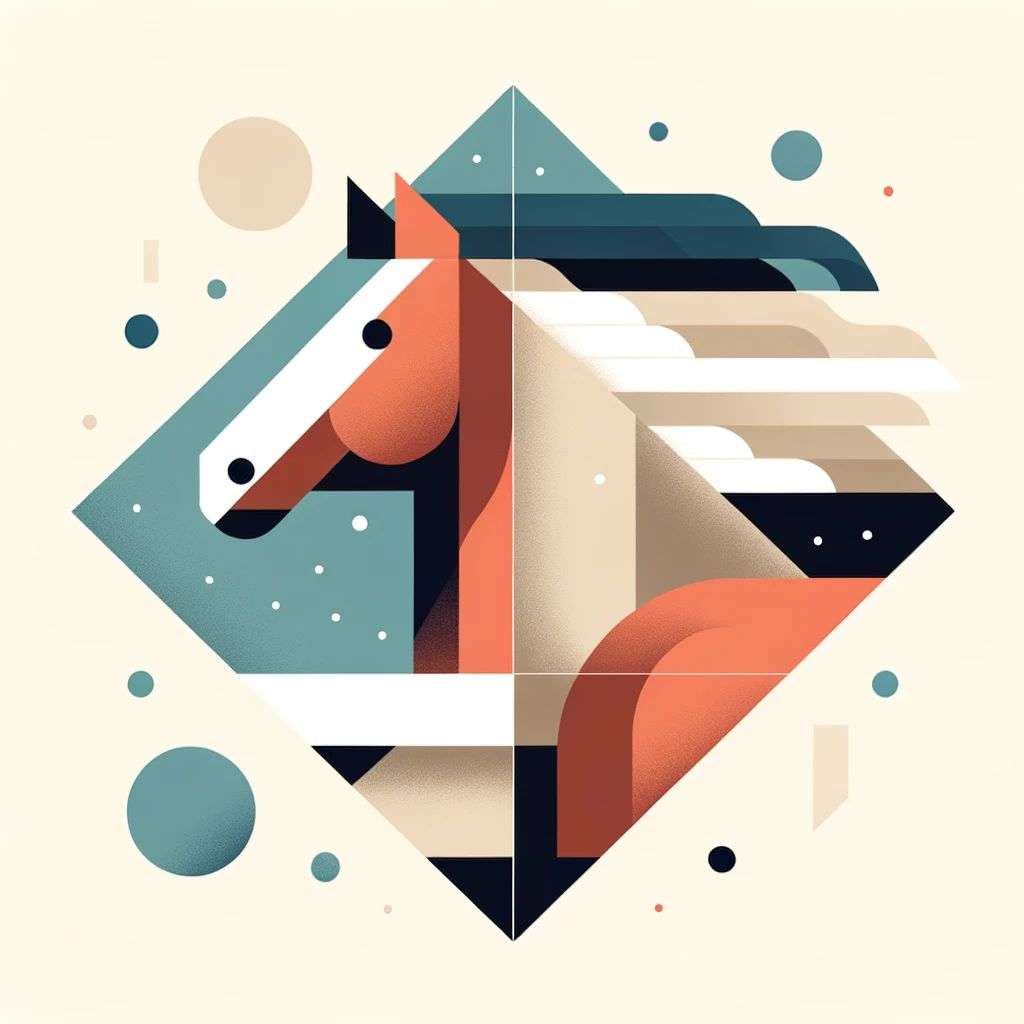 a horse, modern flat design style illustration with line elements